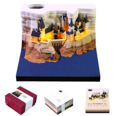 Imagem de Calendário de mesa 3D 2026 em formato de castelo, 170 folhas, bloco de notas criativo, faça você mesmo, escultura, escultura, escritório, decoração de mesa, presentes de Natal