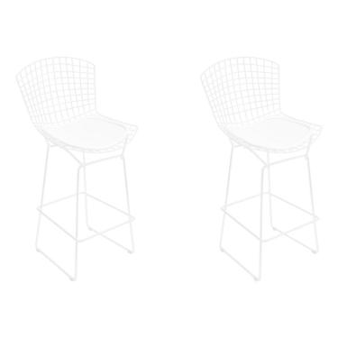 Imagem de Kit 2 Banquetas Bertoia Branca D60 Com Assento Branco