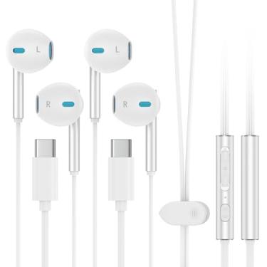 Imagem de Fones de ouvido USB C com fio para iPhone 16e/16 Pro Max/16 Pro/16 Plus/16/15, Android Type C Hi-Fi, fones de ouvido estéreo com microfone e controle de volume para Samsung Galaxy S25 Edge/S24 FE