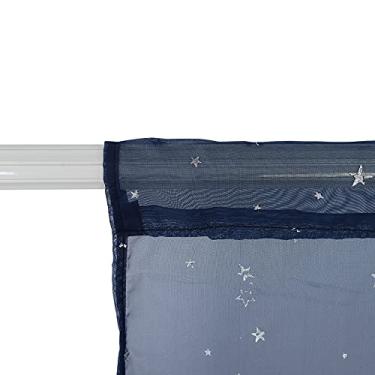 Imagem de Cortinas Simples, Lisas, de Renda, Nórdicas, Semi-sombreadas, para Salas, Quartos, Quartos de bebé (Azul-marinho)