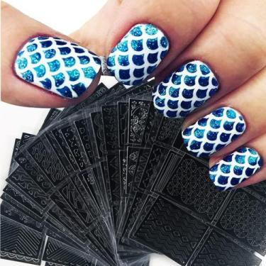 Imagem de Estênceis de unhas Furimuk reutilizáveis para arte de unhas 144 peças