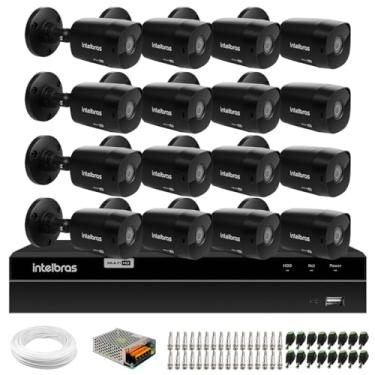 Imagem de Kit 16 Câmeras Intelbras Vhd 1230 B Full Hd 1080p Bullet Black G7 Visão Noturna 30m Ip67 + Dvr Intelbras Mhdx 1216 Full Hd 16 Canais Multi Hd