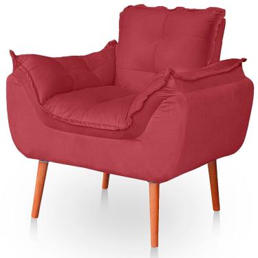 Imagem de Poltrona Opala Para Sala Confortável Resistente Veludo Rosê