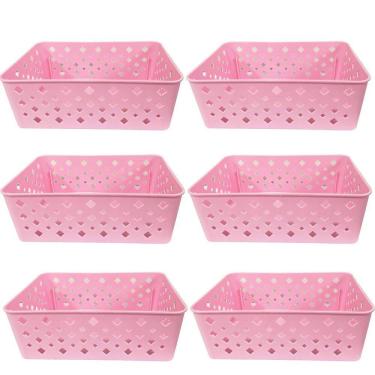 Imagem de Cesto Organizador Rosa 123Organizei 19x13,5x6,5Cm Plástico