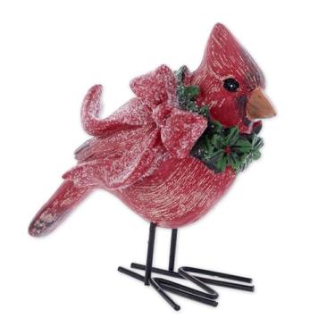 Imagem de The Bridge Collection Resin Cardinal Figurine with Bow - 5" Holiday Cardinal - Christmas Bird Figure - Styles Vary