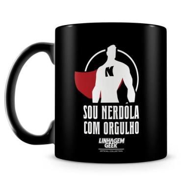 Imagem de Caneca Linhagem Geek Sou Nerdola - 100% Preta - Cerâmica de Alta Quali
