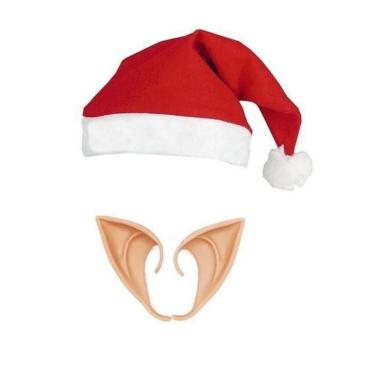 Imagem de Kit Gorro Papai Noel E Orelhas Duende Elfo Para Natal