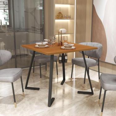 Imagem de Mesa De Jantar De Aço 80x80 Reforçada Industrial Nantes - Mobigu, Pret