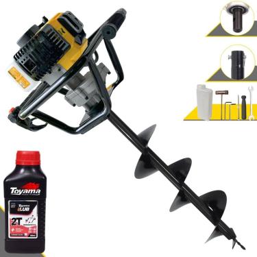 Imagem de Perfurador de Solo Polaca Cavadeira Lynus PSL-517 À Gasolina 52cc 1,8HP 9.000rpm Alta Performance P/ Construção Civil + Broca 80x20cm + ÓLEO TOYAMA