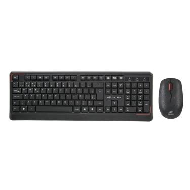 Imagem de Kit Teclado e Mouse Sem Fio C3Tech K-W70BK, 2.4GHz, DPI 1600, 4 Botões, ABNT2, Membrana, USB