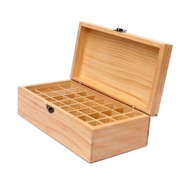 Imagem de Kokiya Caixa de armazenamento de óleo essencial, caixa de de contas, 32 compartimentos, economiza espaço, 27 cm x 10 cm x 15 cm, de madeira, mantém o