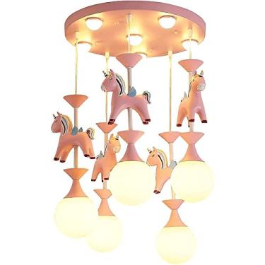 Imagem de Iluminação de teto Desenho animado Unicórnio Luz de teto Nordic Dreamlike Pegasus Led Chandelier Criativo Simples LED Lâmpada suspensa Luminária de teto para meninos e meninas Quarto infanti