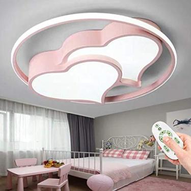 Imagem de Luminária de teto LED regulável para quarto infantil, luminária de teto com controle remoto, sala de estar, quarto, banheiro, luminária de parede, moderna, em forma de coração, acrílico, men