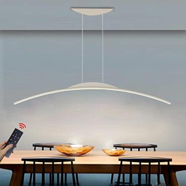 Imagem de Luminária pendente LED regulável, moderna, para mesa de jantar, com controle remoto, luminária pendente LED com design em arco, altura ajustável, lustre para sala de jantar, sala de estar, c