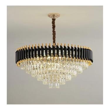 Imagem de Lustre de Cristal de Luxo Moderno K9 Led E14 Metal Preto Compatível com Villa Sala de Estar Quarto Luminárias Pendentes Luminárias Lustre Luminárias Luminárias Luminárias