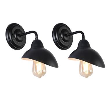 Imagem de Pacote com 2 arandelas de parede vintage, luminária de parede estilo pescoço de ganso preto, luminária de cabeceira industrial retrô, luminárias de parede E27 para sala de estar, quarto, cab