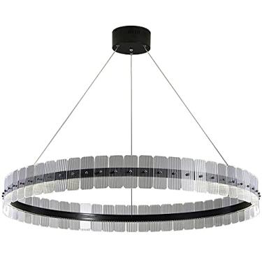 Imagem de Lustre Restaurante Cozinhas Acrílico Pendente Luzes Luminária, Linear Preto Lustre, Modernas Luzes Penduradas Compatíveis com Sala de Jantar, Ilha de Cozinha, Abajur de Acrílico Sh