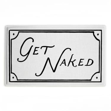 Imagem de Stupell Industries Get Naked Tapete de pelúcia impresso com frase engraçada, design por letras e forrado, 76 x 2 x 45 cm