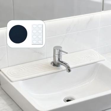 Imagem de Hopegiver Tapete de torneira de pedra para pia de cozinha - protetor de respingos de pia de 60 x 13 cm, tapete protetor de pia de diatomita de secagem rápida, bandeja de pedra absorvente de água para