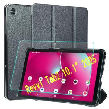 Imagem de ACdream Capa para tablet T-Mobile Revvl Tab 2 de 10,1 polegadas 2025 Modelo: 9185W (não serve para Revvl Tab 5G de 10,4 polegadas) com [protetor de tela de vidro], capa de suporte inteligente fina e