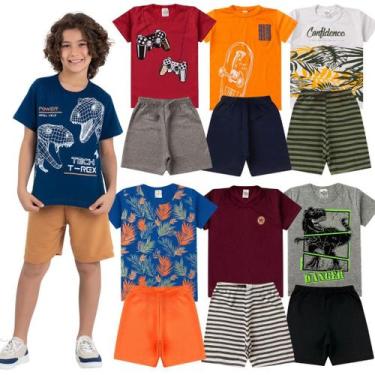 Imagem de Kit Conjunto Infantil Verão Menino Com 2 Conjuntos Sortidos - Mega Kid