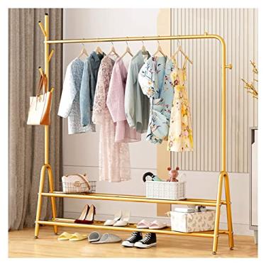 Imagem de Cabideiro de metal portátil com prateleira de camada dupla para sapatos de estoclote, adequado para quarto, sala de estar/ouro/150 cm (ouro 150 cm)