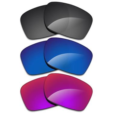 Imagem de Alphax 3 pares de lentes polarizadas de substituição para óculos de sol Oakley Crosslink Sweep OX8031 - preto + água profunda + sol meia-noite