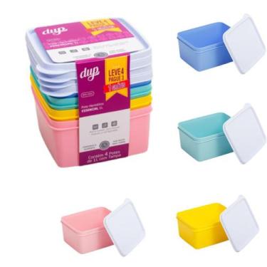 Imagem de KIT 4 Potes Herméticos Essencial DUP 1L Micro-Ondas Lava-Louças Freeze