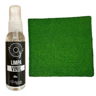 Imagem de Kit Limpeza De Discos Vinis Com Pano Verde - So Produto