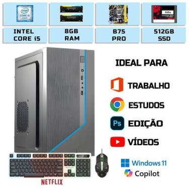 Imagem de Pc Cpu Gamer computador Completo Intel I5 Pro Ssd 8gb Ram Teclado e mo