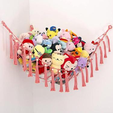 Imagem de Rede de bichos de pelúcia YKBU Large Pink Macramé 99x99x150cm