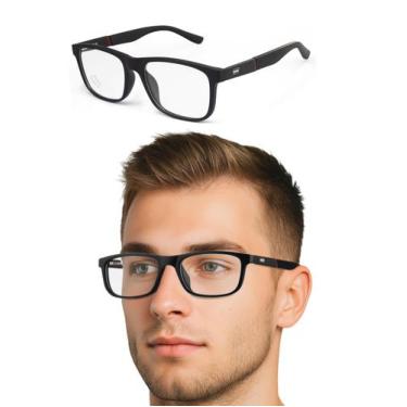 Imagem de Oculos Masculino Para Grau Armação Esporte Fino Armação Retangular E9 