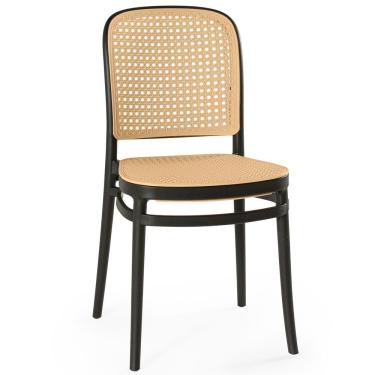 Imagem de Cadeira Em Polipropileno Com Assento E Encosto Com Relevo Estilo Palha Roma Preto