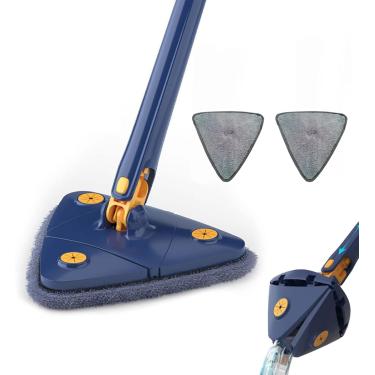 Imagem de Mop giratório de 360 °, esfregão seco e úmido ajustável giratório de 360 graus, esfregão C/ 2 Pads Microfibra