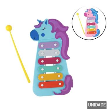 Imagem de Xilofone Musical Infantil 22cm Unicórnio Cores  - Tudo em Caixa