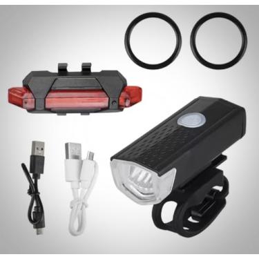 Imagem de Kit Farol e Lanterna para Bicicleta LED Potente Recarregável via USB, À Prova d’Água, Vários Modos de Luz, Alta Visibilidade Noturna