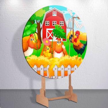 Imagem de Painel Tema Fazenda Animais Capa Grande e Mini Redondoda Estampa Subli