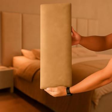 Imagem de Kit Cabeceira Estofada Courino Marrom Modular 20x60cm Para Cama Box Solteiro Casal Queen King(Bege,7)