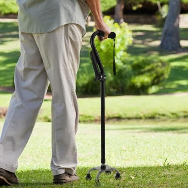 Imagem de Bengala de caminhada para mulheres e homens, bengala de caminhada para idosos, dobrável, ajustável, leve, com base em 4 pontas e alça dupla