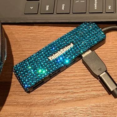 Imagem de Divisor USB, extensor de porta USB, hub USB de 4 portas, hub USB multiportas para laptop/PC/Mac Pro/MacBook/Surface para dados USB 3.0 de pen drive, HDD, jogos (YaimhSound, azul)