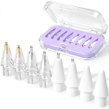 Imagem de JOOSKO Pacote com 8 pontas de substituição atualizadas para Apple Pencil Pro/USB-C/2ª geração/1ª geração (com estojo de armazenamento), pontas de metal mistas resistentes ao desgaste para acessórios