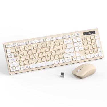 Imagem de Combo de teclado e mouse sem fio, teclado sem fio de tamanho completo e mouse DPI ajustável, receptor USB de 2,4 GHz, teclado e mouse silenciosos para PC, Windows, Mac, desktop, laptop