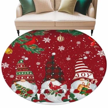 Imagem de Tapetes de área de gnomo de Natal tapete redondo grande lavável para sala de estar, tapete circular de corredor de área de inverno tapetes antiderrapantes para quarto de crianças, banheiro, ambientes