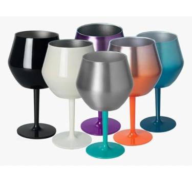 Imagem de Taça Térmica Inox 2 em 1 Vinho Gin Drinks Cerveja 414ml Copo Térmico Haste Removível Aço Inoxidável Conserva Bebidas Geladas Isolamento Térmico Parede Dupla Cocktail Coquetel (ROXA) (Branca)