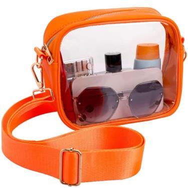 Imagem de Bolsa transversal transparente, aprovada pelo estádio, bolsa transparente para shows, eventos esportivos, festivais, Laranja 2, Removable shoulder strap