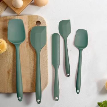 Imagem de Conjunto de 5 peças de silicone com espátula e raspador, utensílios de cozinha resistentes ao calor para cozinhar, ideal para chefs domésticos