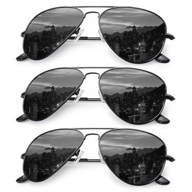 Imagem de Óculos de sol aviador para homens, mulheres, masculinos, para dirigir, pescar, óculos de sol clássicos, pacote com 4, Cinza/cinza.