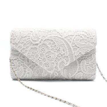 Imagem de Bolsa feminina clutch bolsa envelope para festa noturna carteira de renda (branca)