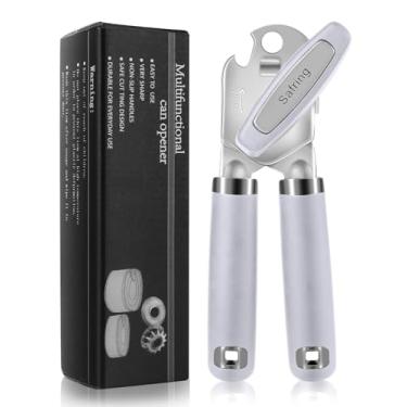 Imagem de Safring Abridor de latas manual, abridor de latas forte e resistente com alça de toque suave, lâmina afiada, borda lisa, abridores de lata com abridor de garrafas multifuncional, lavanda