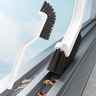 Imagem de Escova de limpeza multifunções para janela e porta ranhura de plástico com cabo longo para azulejo de piso escova dura banheiro cozinha ferramentas de limpeza
